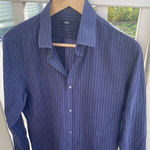 Hugo Boss Men's Size Small Purple Striped Button Down Shirt